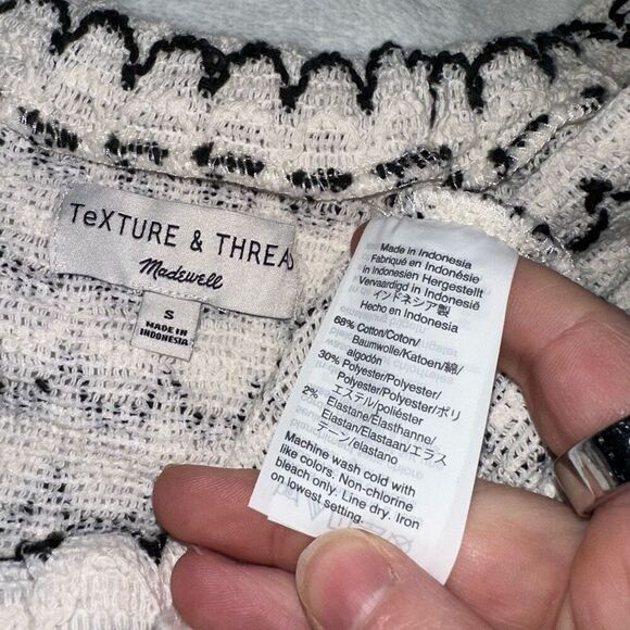 Madewell Texture & Thread Button-Front Swing Tank Cream Black Small EUC - Picture 5 of 9